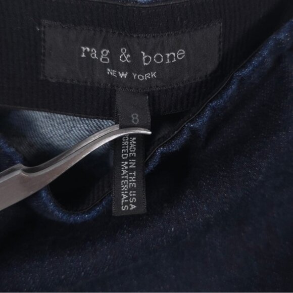 rag‎ & bone USA MADE Back Zip Pants Jeans High Rise Semi Flare Dark Blue Size 8 - Picture 3 of 9